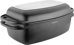 Poêle Professionnelle 2 En 1 Florina Delico Avec Induction Double Face Et Revêtement 2 Couches - Aluminium - 5,1L Noir Mat