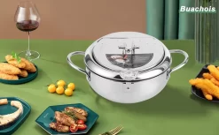 Friteuse En Acier Inoxydable Avec Thermomètre - 3,2 L - Égouttoir à Huile Et Couvercle - Friteuse De Style Japonais - Friteuse Tempura Pour Tempura - Frites - Steak De Poulet -Fournitures De Cuisine Boutique 1200x742 4