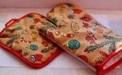 Four Mitt Noël - Pot Holder Noël - Idée Cadeau - Doublure Matelassée - 2 Pièces - Revêtement Thermo