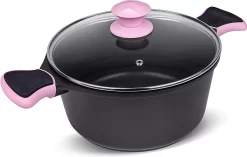 Casserole La Moustache, Aluminium, Avec Couvercle En Verre Et Anses En Silicone, 28 Cm