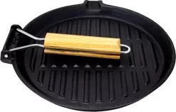 Poêle à Griller Klarstein Retinta - Poêle à Frire - Poêle à Steak - Fonte Avec Manche En Bois Rabattable - Surface De Rôtissage Nervurée -Fournitures De Cuisine Boutique 1200x766 3