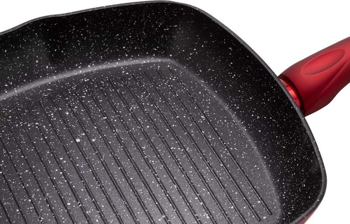 Edënbërg Red Line - Casseroles De Luxe - Set - 2 X Poêle à Frire Surélevée + Poêle à Griller - Revêtement Antiadhésif 3 Couches - Rouge 3 Edënbërg Red Line - Casseroles De Luxe - Set - 2 X Poêle à Frire Surélevée + Poêle à Griller - Revêtement Antiadhésif 3 Couches - Rouge – Image 3