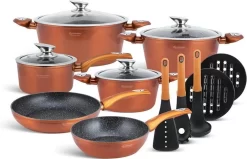 Edënbërg Copper Line - Ensemble De Batterie De Cuisine De Luxe De 15 Pièces En Aluminium Forgé - Cuivre / Métallisé -Fournitures De Cuisine Boutique 1200x774