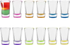 Verres à Verres En Verres Vodka Set De Shot à Tequila Shot à Alcohol Transparents Avec Fond Coloré | Va Au Lave-vaisselle | Collection Lexi Rainbow Blast | 30 Ml | Série De 12