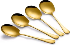 Set De 4 Grandes Cuillères De Service - Cuillère à Légumes - Cuillère à Pommes De Terre - Cuillère De Service - 22cm - Acier Inoxydable - Goud