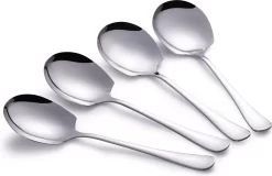 Set De 4 Cuillères De Service XL - Cuillère à Légumes - Cuillère à Pommes De Terre - Cuillère De Service - Cm - Acier Inoxydable - Argent