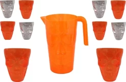 Carafe Halloween 1,5 L. | 2 Verres D'Halloween 250 Ml | 8 Verres à Shot' Halloween | Crâne | Carafe à Décanter | Fête D'Halloween | Set' Halloween | Boisson