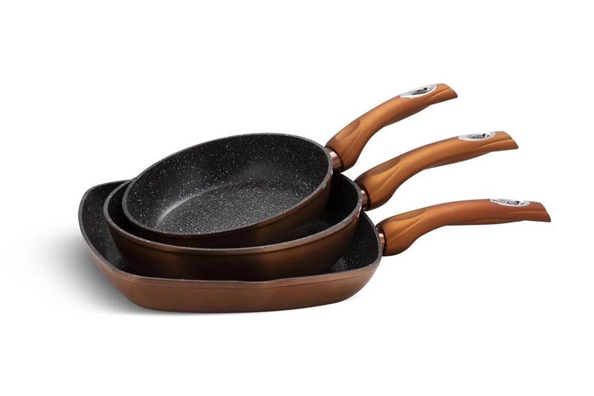 Edënbërg Copper Line - Casseroles De Luxe - Set - 2 X Poêle à Frire Haute + Poêle à Griller - Revêtement Antiadhésif 3 Couches 3 Edënbërg Copper Line - Casseroles De Luxe - Set - 2 X Poêle à Frire Haute + Poêle à Griller - Revêtement Antiadhésif 3 Couches – Image 3