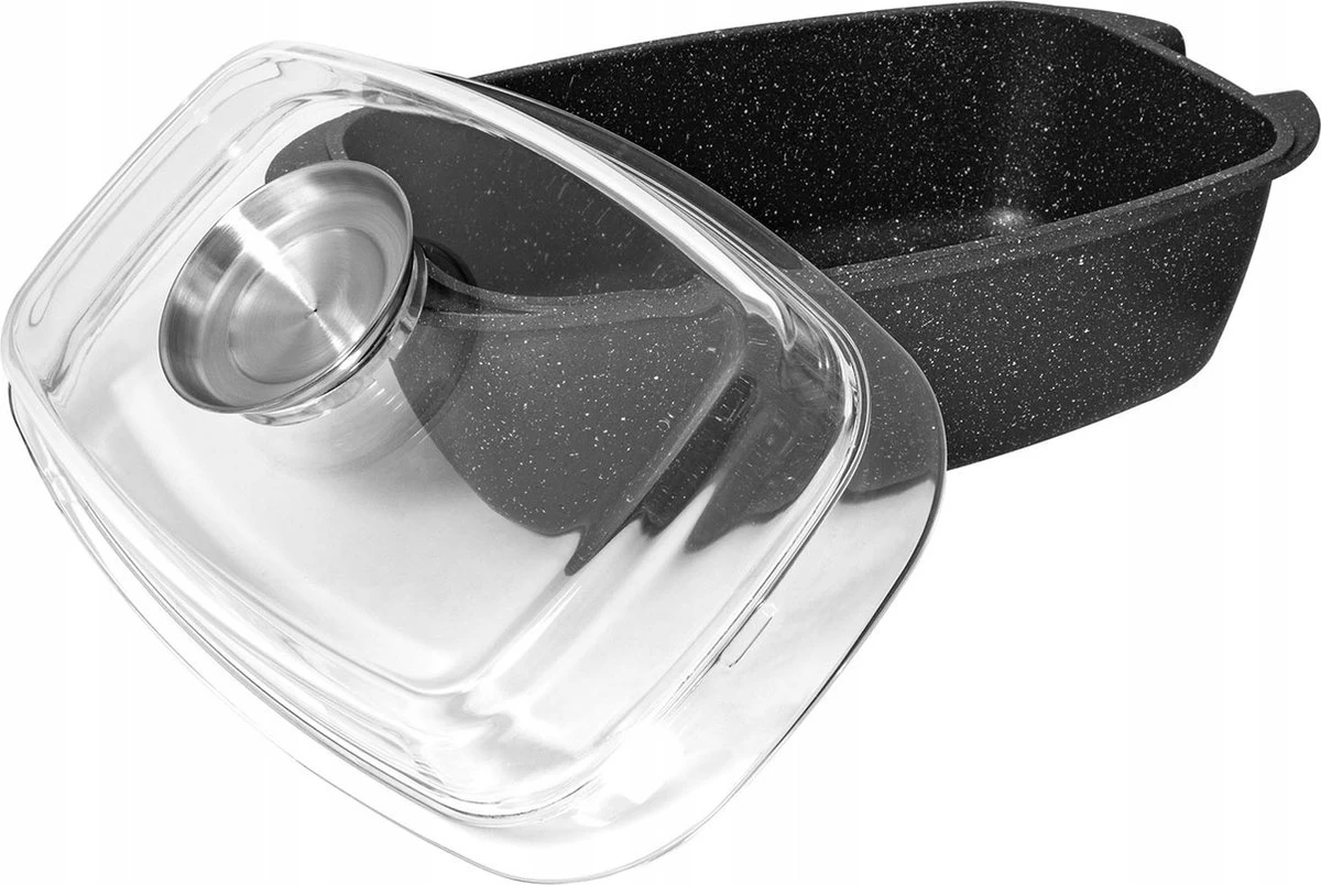 Casserole En Aluminium Meyerhoff Avec Couvercle En Verre Et Aromatiseur 6L MH-D15 Noir - 39 X 22,5 X 18 Cm - Revêtement Antiadhésif Aspect Marbre 2 Casserole En Aluminium Meyerhoff Avec Couvercle En Verre Et Aromatiseur 6L MH-D15 Noir - 39 X 22,5 X 18 Cm - Revêtement Antiadhésif Aspect Marbre – Image 2