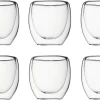 Verre à Expresso Krumble - Verres à Double Paroi - Set De 6 - 80 Ml - Verres à Expresso - Tasses à Expresso - Tasses à Café - Passe Au Lave-vaisselle - 8,8 X 8,8 X 14,5 Cm