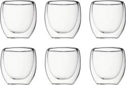 Verre à Expresso Krumble - Verres à Double Paroi - Set De 6 - 80 Ml - Verres à Expresso - Tasses à Expresso - Tasses à Café - Passe Au Lave-vaisselle - 8,8 X 8,8 X 14,5 Cm