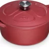 Cocotte En Fonte Navaris Avec Couvercle - Faitout - Poêle émaillée - Convient Pour La Cuisson à Induction, Gaz Et Vitrocéramique - Rouge Mat
