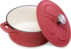 Cocotte En Fonte Navaris Avec Couvercle - Faitout - Poêle émaillée - Convient Pour La Cuisson à Induction, Gaz Et Vitrocéramique - Rouge Mat -Fournitures De Cuisine Boutique 1200x824 1