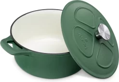 Cocotte En Fonte Navaris Avec Couvercle - Faitout - Poêle émaillée - Convient Pour La Cuisson à Induction, Gaz Et Vitrocéramique - Vert Mat -Fournitures De Cuisine Boutique 1200x824 3