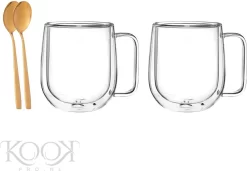 Kookpro Altom Andrea - Set De 2 Verres Luxe Double Paroi 300ML + Cuillères - Verres à Café - Verres à Thee - Verres à Café Double Paroi - Glas Borosilicate -Fournitures De Cuisine Boutique 1200x829 1