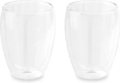 Set De 2x Verres à Thé / Café Double Paroi 360 Ml Transparent - Verres à Cappuccino/ Macchiato 8 X 8 X 12 Cm - Tasse à Thé / Tasse à Café
