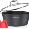 Pan Anti-adhésive ITSMILLERS 6 Litres Cocotte élégante En Céramique Aluminium Avec Couvercle, Induction Possible Sans PTFE Ni PFOA
