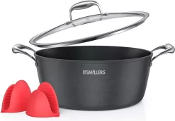 Pan Anti-adhésive ITSMILLERS 6 Litres Cocotte élégante En Céramique Aluminium Avec Couvercle, Induction Possible Sans PTFE Ni PFOA