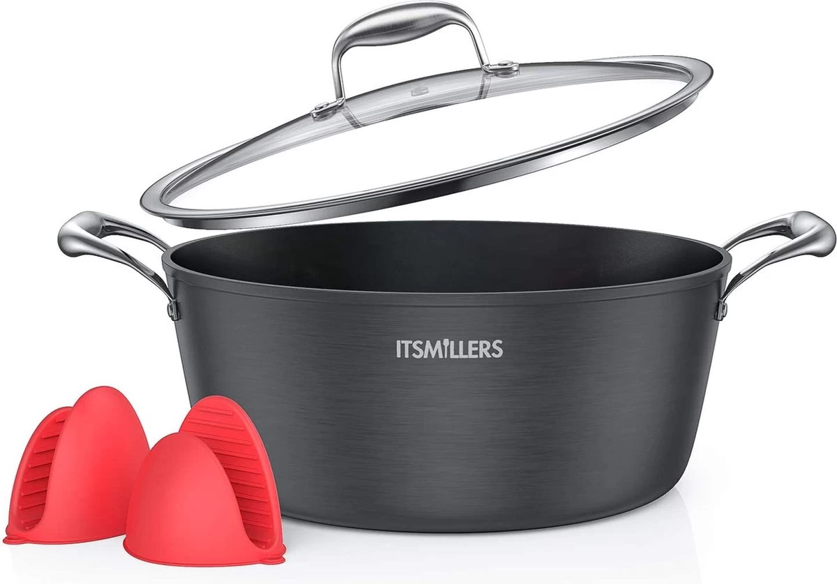 Pan Anti-adhésive ITSMILLERS 6 Litres Cocotte élégante En Céramique Aluminium Avec Couvercle, Induction Possible Sans PTFE Ni PFOA 1 Pan Anti-adhésive ITSMILLERS 6 Litres Cocotte élégante En Céramique Aluminium Avec Couvercle, Induction Possible Sans PTFE Ni PFOA