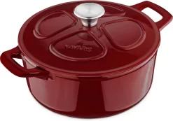 Cocotte En Fonte Navaris Avec Couvercle - Faitout - Poêle émaillée - Convient Pour Cuisson Induction, Gaz Et Vitrocéramique - Rouge Bordeaux