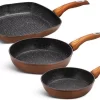 Edënbërg Copper Line - Casseroles De Luxe - Set - 2 X Poêle à Frire Haute + Poêle à Griller - Revêtement Antiadhésif 3 Couches