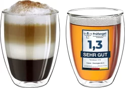 Verres à Double Paroi Creano 250 Ml, Lot De 2, Grand Verre à Boire Résistant à La Chaleur En Verre Borosilicaté, Verres à Café/thé