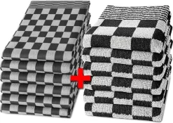 Ensemble Essuies De Vaisselle Et Torchons Set - 6 Essuies De Vaisselle - 6 Torchons - Séchage Rapide - À Carreaux - Zwart - Qualité Restauration -Fournitures De Cuisine Boutique 1200x848 1