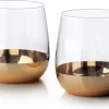 Lucy's Living Luxe BELLA Gold Verres à Verres à Eau – Lot De 2 – Verre – Verres – Salle à Manger – Boisson – Cuisine – Salle à Manger