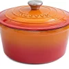 Nuovva En Fonte Revêtement Antiadhésif Avec Couvercle - Mijoteuse Oranje - Ronde - Ø24 Cm - 4,7 Litres - 100% Sans PFAS & PFOA - Convient à Tous Feux - Electrique - Gaz - Halogène - Induction - Céramique