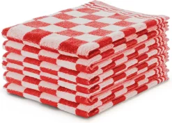 Torchons De Cuisine Set Block Rouge - 50x50 - Set De 6 - Carreaux - Torchons Block - 100% Coton - Serviette De Cuisine - Serviettes