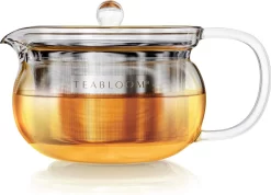 Teabloom Kyoto Théière Et Bouilloire Sifflante 2 En 1 - Convient Pour Cuisinière Et Micro-ondes - Théière Compacte Avec Filtre Amovible Pour Thee En Vrac - Capacité 1 - 2 Tasses / 350 Ml