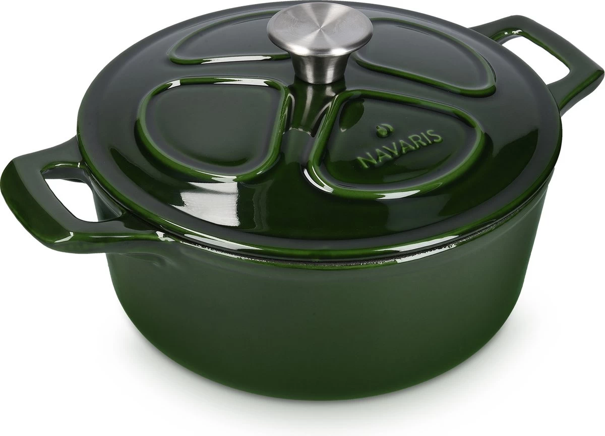 Cocotte En Fonte Navaris Avec Couvercle - Navaris émaillée - Convient à La Cuisson Induction, Gaz Et Vitrocéramique - Vert 1 Cocotte En Fonte Navaris Avec Couvercle - Navaris émaillée - Convient à La Cuisson Induction, Gaz Et Vitrocéramique - Vert