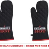 Excellent Houseware Gants De Four Résistant à La Chaleur Jusqu'à 250°C - 2 Pièces - Gants BBQ - Extra Long - 43 Cm - Zwart Avec Bordure Rouge