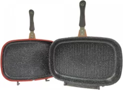 Poêle à Griller Double Homevero - Revêtement En Marbre Avec Revêtement Antiadhésif - 36x25cm - Poêle à Griller Réversible - Poêle à Griller Double -Fournitures De Cuisine Boutique 1200x881