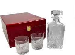 Très Exclusif Ensemble 3 Pièces Glencairn Whisky De La Skye Collection Dans Un Coffret De Présentation En Bois -24% Cristal Au Plomb