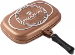 Poêle à Griller Double Homevero - Revêtement En Marbre Avec Revêtement Antiadhésif - 36x25cm - Poêle à Griller Réversible - Poêle à Griller Double -Fournitures De Cuisine Boutique 1200x884