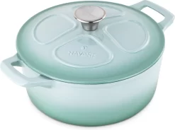 Cocotte En Fonte Navaris Avec Couvercle - Cocotte - Convient Pour La Cuisson à Induction, Gaz Et Vitrocéramique - Passe Au Four Jusqu'à 260 °C - Vert Menthe
