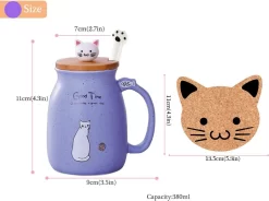 Mug Chat Mignon Tasse à Café En Céramique Avec Kitty Couvercle De Chaton Cuillère En Acier Inoxydable, Nouveauté Matin Tasse Thé Lait Tasse De Noël Cadeau 380 Ml (violet) -Fournitures De Cuisine Boutique 1200x895 3