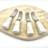 Couteau à Beurre 4 Pièces - Couteaux Pour Le Snack - Couteaux à Tapas - Couteaux à Tartiner - Couverts à Boire - 12 Cm - Manche Design En Marbre - Argent - Eetsmaakvol.nl