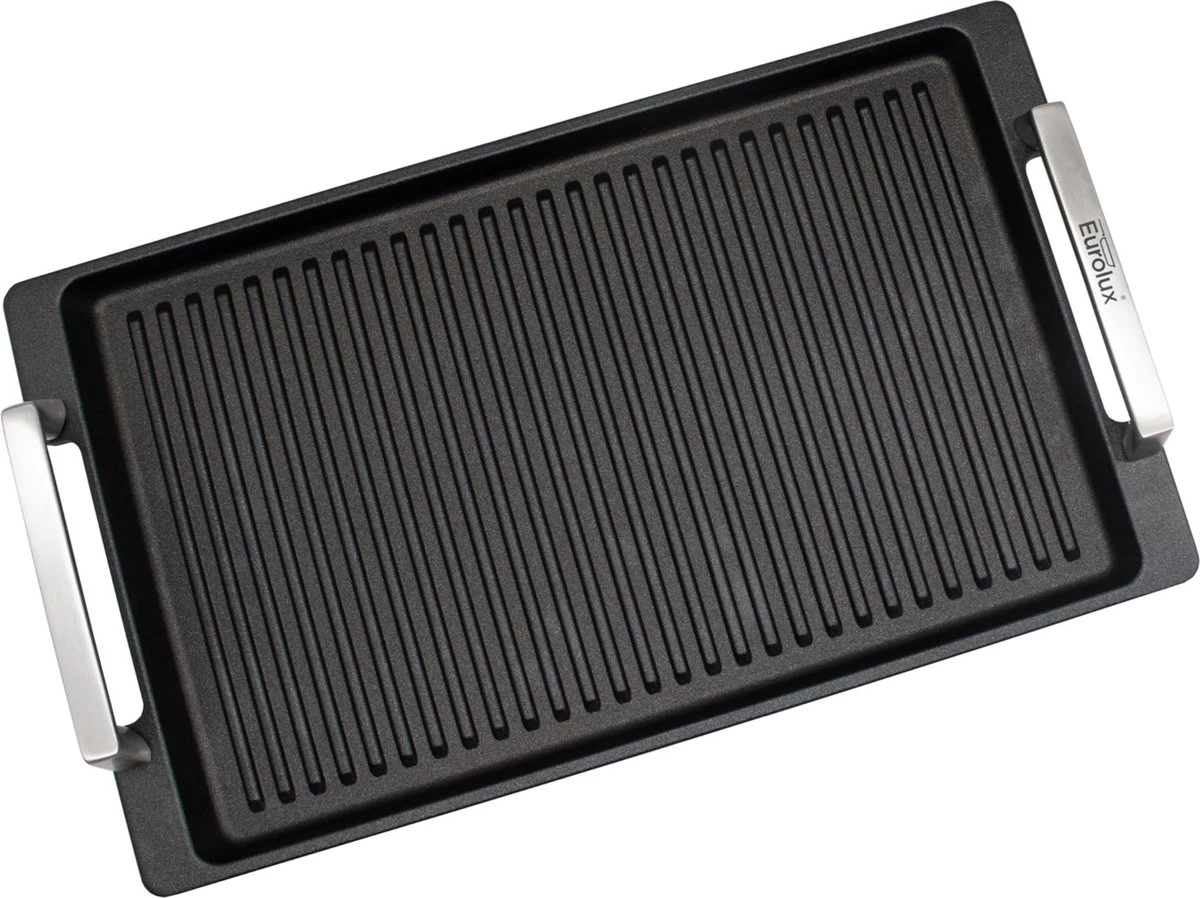 Plaque De Eurolux Avec Poignées En Acier Inoxydable - 41 X 24 X 2,5 Cm - Zwart - Aluminium - Convient à Toutes Les Sources De Chaleur 5 Plaque De Eurolux Avec Poignées En Acier Inoxydable - 41 X 24 X 2,5 Cm - Zwart - Aluminium - Convient à Toutes Les Sources De Chaleur – Image 5
