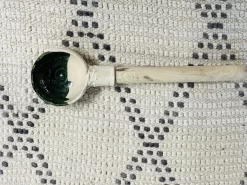 Cuillère De Service Tamegroute Marocaine | Cuillère Faite à La Main | Cuillère En Bois D'acacia | Semi-vitré Vert | Décoratif | Garden Marocain