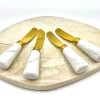 Couteau à Beurre 4 Pièces - Couteaux Pour Le Snack - Couteaux à Tapas - Couteaux à Tartiner - Couverts à Boissons - 12 Cm - Manche Design En Marbre - Or - Eetsmaakvol.nl