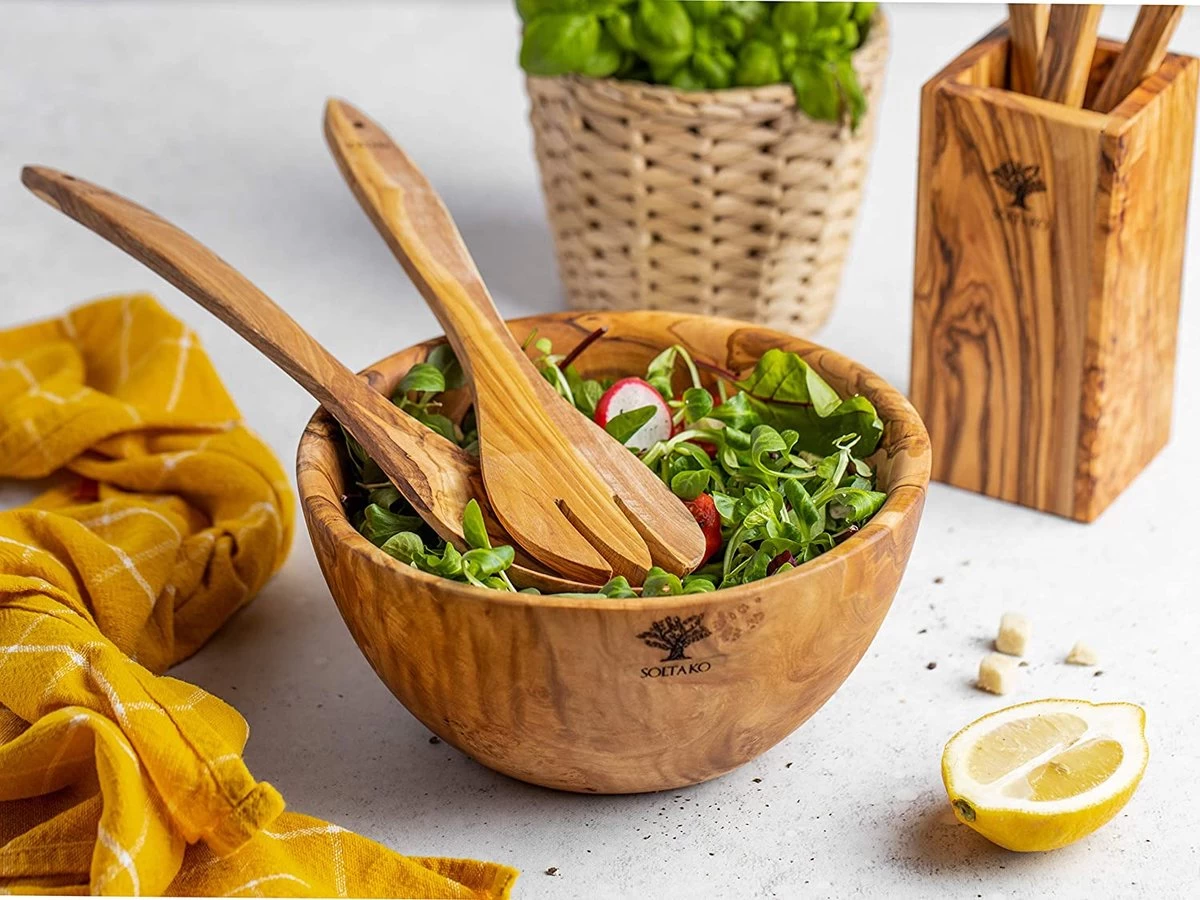 Serveurs Couvert à Salade En Bois D'Olivier, Set De 2 Cuillères De Cuisson 100% Wood D'Olivier Natural , Spatules En Bois D'Olivier, Couverts à Salade, Ustensile De Kitchen Haute Résistance à La Heat , 30 Cm 2 Serveurs Couvert à Salade En Bois D'Olivier, Set De 2 Cuillères De Cuisson 100% Wood D'Olivier Natural , Spatules En Bois D'Olivier, Couverts à Salade, Ustensile De Kitchen Haute Résistance à La Heat , 30 Cm – Image 2