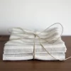 Linen Label - Lot De 2 Torchons En Lin Lavé 100 % Européen Durable - 45 X 65 Cm - Rayure Claire