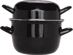 Made4Home® - Marmite à Moules - Ø18 Cm - Électrique Et Gaz - Avec Couvercle - Zwart - Métal - Moule à Moules