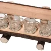 Tronc D'arbre En Bois Avec 4 Verres à Liqueur Et Avec Gravure Laser à Votre Wens - Personnalisé - Cadeau - Cadeau De Mariage - Anniversaire - Cadeaux De Mariage - Cadeaux En Bois