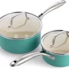 Ensemble De Poêles GreenLife Artizan Avec Revêtement Antiadhésif 14 Cm Et 18 Cm, Sans PFAS, Turquoise