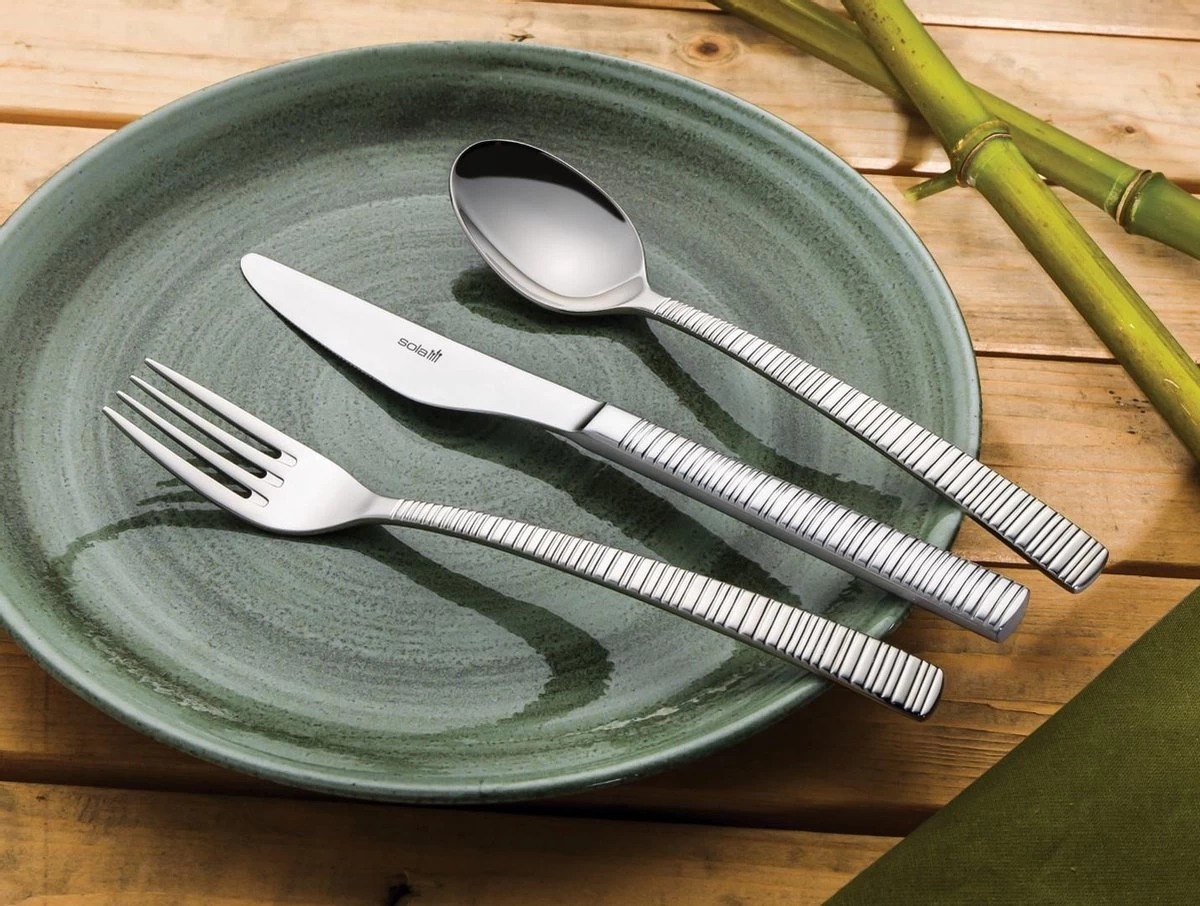 Sola - Bali - Couverts 12 Personnes - 64 Pièces - Acier Inoxydable Blanc Argenté 18/10 - Couverts Au Design Trendy Et Frappant - Tient Bien Et Lourd Dans La Main - Acier Inoxydable De Haute Qualité 2 Sola - Bali - Couverts 12 Personnes - 64 Pièces - Acier Inoxydable Blanc Argenté 18/10 - Couverts Au Design Trendy Et Frappant - Tient Bien Et Lourd Dans La Main - Acier Inoxydable De Haute Qualité – Image 2