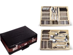 Ensemble De Couverts Edënbërg - Brillant/Mat - Acier Chrome Nickel 18/10 - 72 Pièces - Coffret De Rangement De Luxe