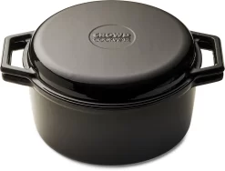 The Tasman Dutch Oven And Grill - Marmite - Fonte Recyclée - Avec Couvercle Grill - Ø29 Cm - Zwart